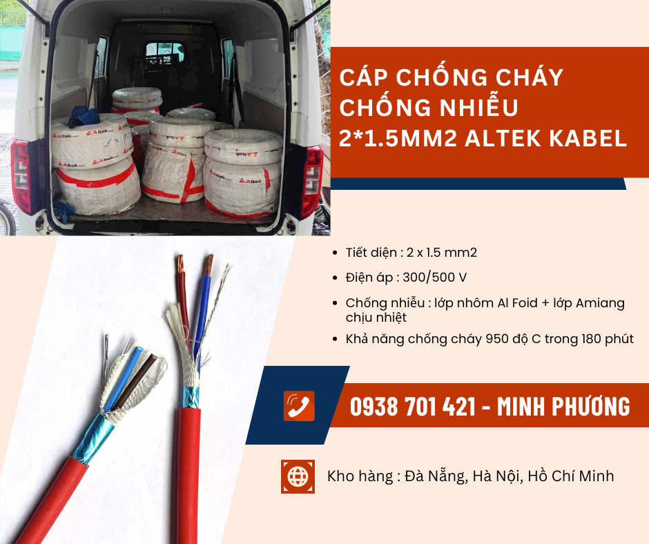 Cáp chống cháy chống nhiễu 2x1.5mm2 Altek Kabel giao ngay Hà Nội, Nam Định